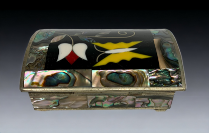 Vintage Abalone Shell Inlaid Jewelry Box