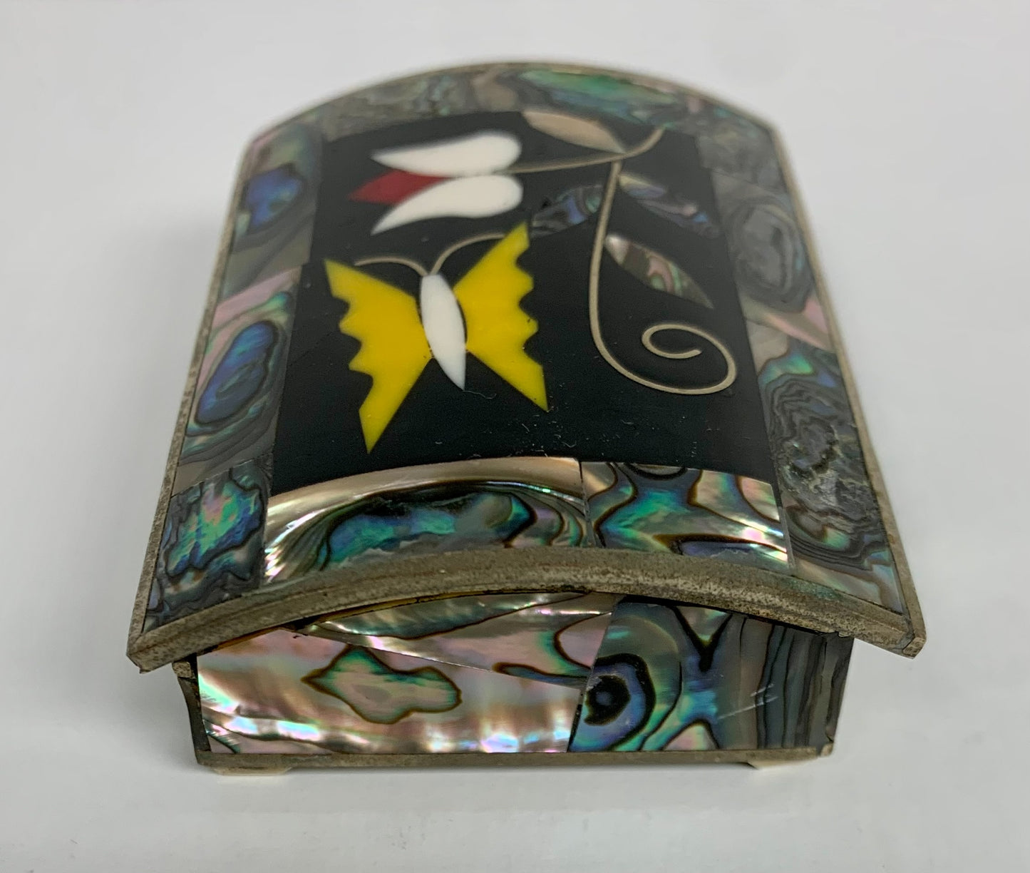 Vintage Abalone Shell Inlaid Jewelry Box