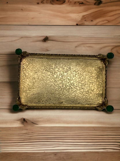 Gorgeous Glass Top Golden Clawfoot Jewelry Box