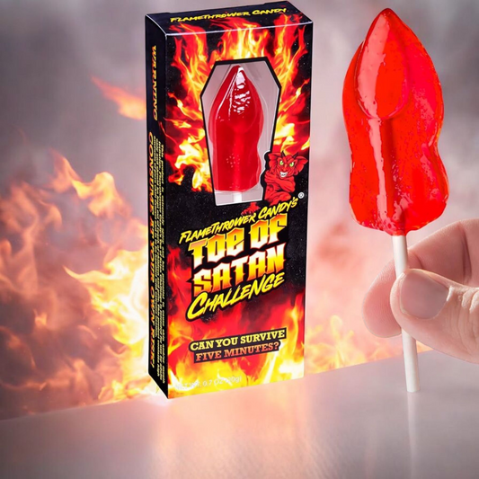 Flamethrower Candy Co Toe of Satan Lollipop One Pack Carolina Reaper Spicy Challenge
